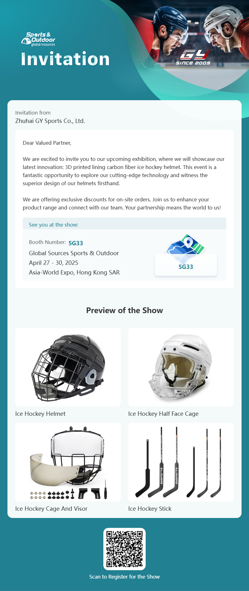 GY Global Sources Sports & Outdoor، 27-30 آوریل، 2025، نمایشگاه آسیا و جهان، SAR هنگ کنگ، شماره غرفه. 5G33
